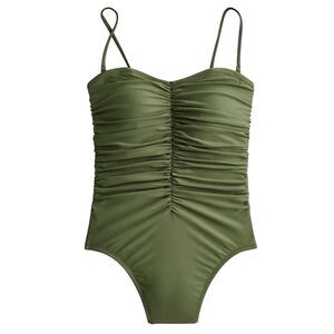 J.Crew Ruched Sweetheart One Piece Swimsuit Safari Green Size 22 Plus BF176 $118